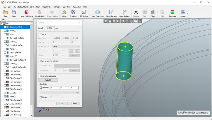 QuickSurface ReverseEngineering